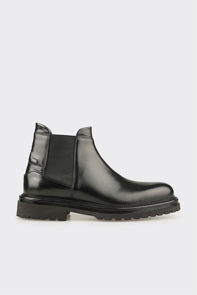 Black Leather Men's Casual Boots