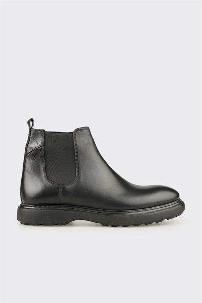 Black Leather Men's Casual Boots