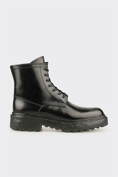 Black Leather Men's Casual Boots