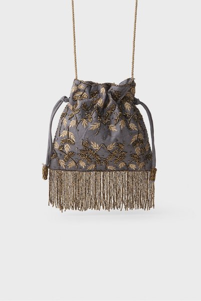 Crossbody Bag with Beads and Tassels