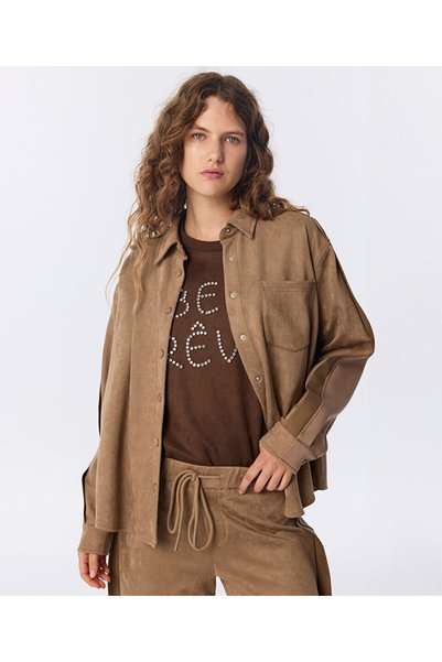 Fabric Mix Colorblock Shirt