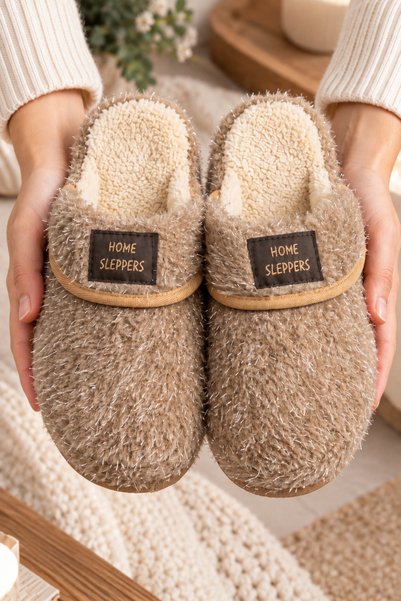 Women's Plush, Glittery, Thick Soled, Soft, Winter House Slippers
