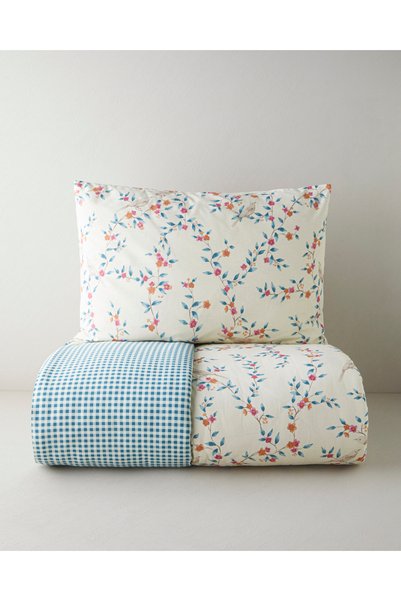 Blossom Chorus Cotton Single Duvet Cover Set 160X220 cm Green-Cream