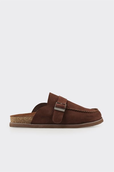 Brown Leather Men's Slippers