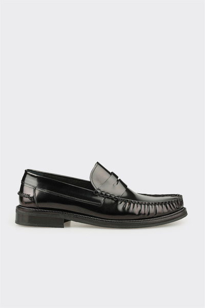 Black Leather Men's Classic Loafers