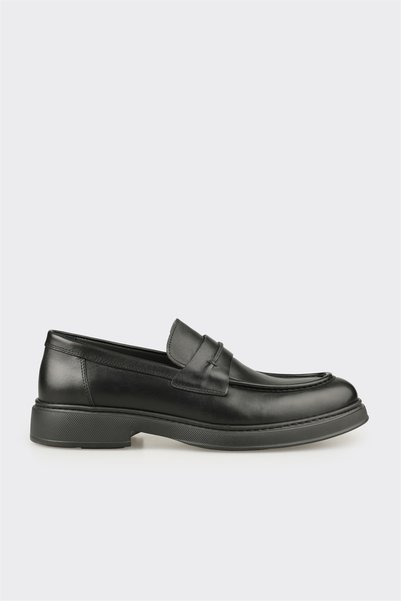 Black Leather Men's Casual Shoes