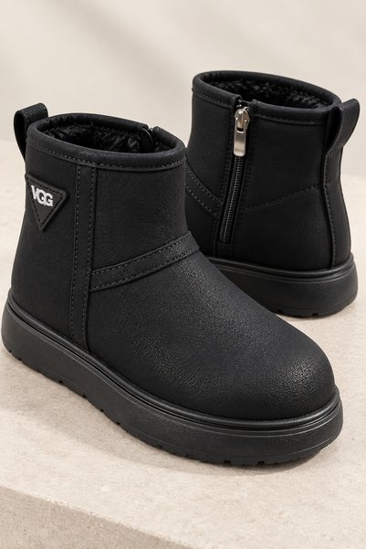 Children'S, Fur Lined, Zippered, Thick Soled, Winter Boots