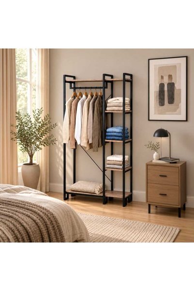 Sierra 4-Shelf Wardrobe - Lidya / Black