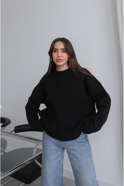 Black Rare Wool Blend Premium Sweater
