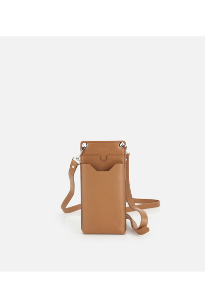 Unisex Leather Tan Crossbody Phone Bag