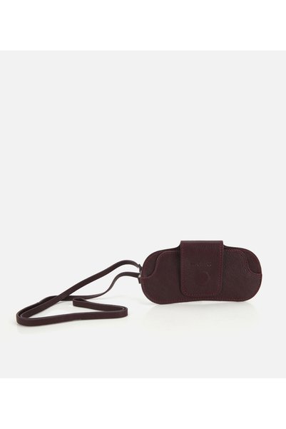 Unisex Leather Brown Glasses Case