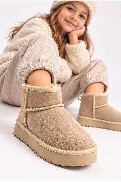 Children'S, Thick Soled, Fur Lined, Ankle Length Winter Boots