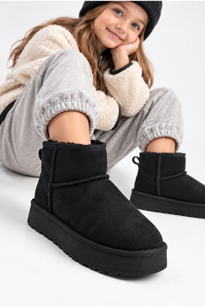 Children'S, Thick Soled, Fur Lined, Ankle Length Winter Boots