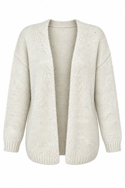 Ecru Glittery Comfortable Cut Cardigan - 2Y4337
