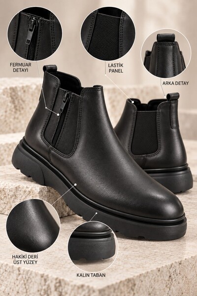 Lenox Genuine Leather Zippered Elastic Thick Sole Men's Chelsea Boots