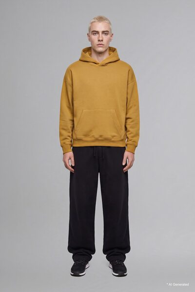 Oversize Hooded Thick Basic Sweatshirt with Kangaroo Pocket H9208Ax26Au