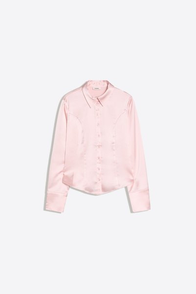 Slim Fit Long Sleeve Satin Shirt