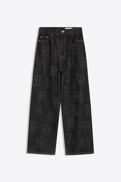 Jacquard Fabric Baggy Fit Jeans