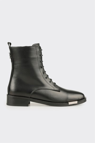 Black Leather Women's Casual Boots