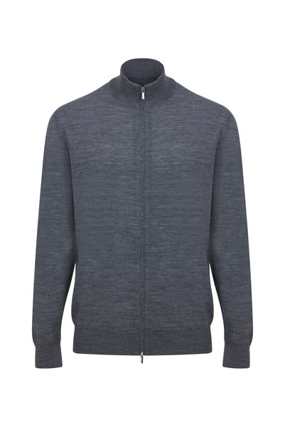 Gray Men's Stand Collar Slim Fit Cardigan Sovico
