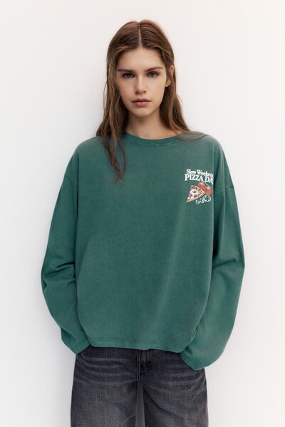 Oversize Pizza Graphic T-Shirt