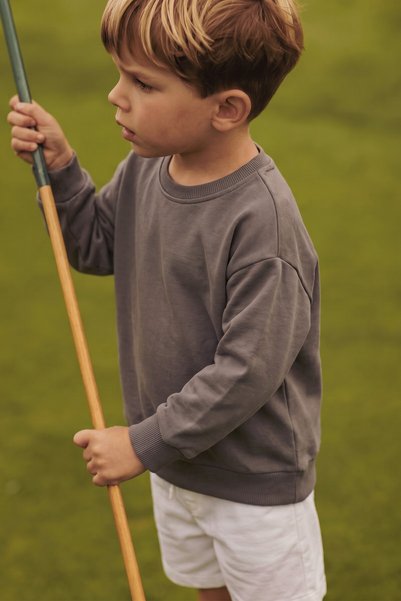 Label Detailed Thin Seasonal Sweatshirt for 2-10 Years Old Mink
