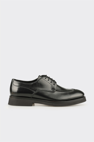Black Leather Men's Classic Lace-Up Shoes