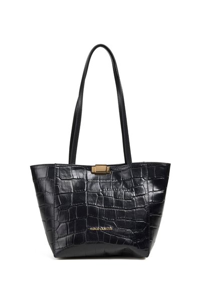 Laura-Doglie-Kroko Black Women's Leather Tote Bag