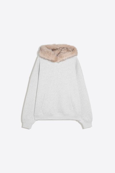 Oversized Hooded Fur Sweatshirt