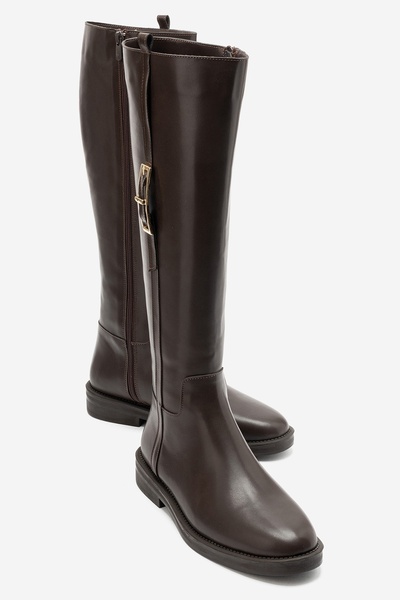 Morley Brown Leather Buckle Women's Riding Boots