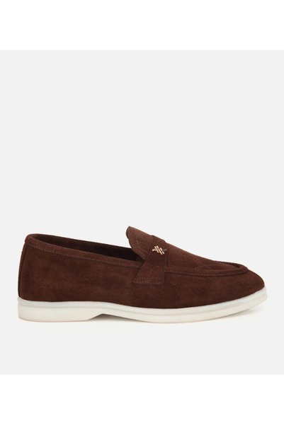 Women's Suede Leather Brown Soft Textured Casual Loafer