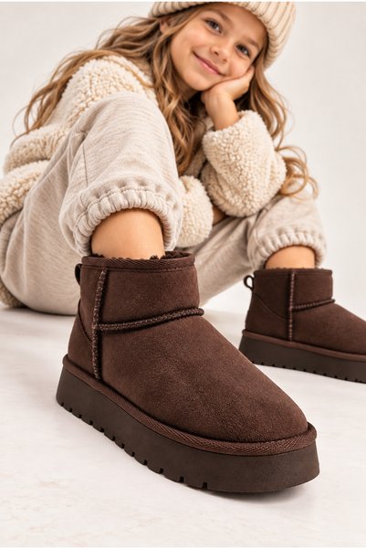 Children'S, Thick Soled, Fur Lined, Ankle Length Winter Boots