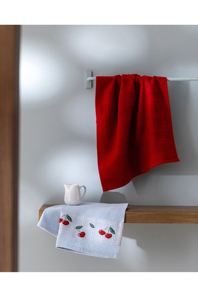 Cerise 2-Piece 100% Cotton Kitchen Towel Set - Blue/Red