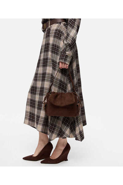 Suede Look Flap Bag