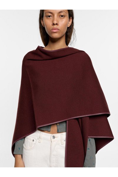 Women's Leather Look Knitted Poncho