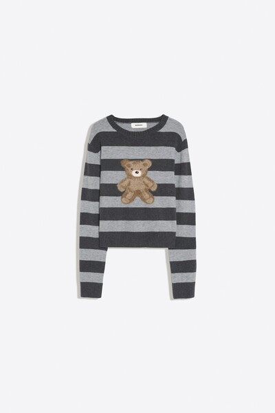Bear Print Crew Neck Sweater