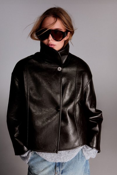 Double-Sided Faux Leather Jacket