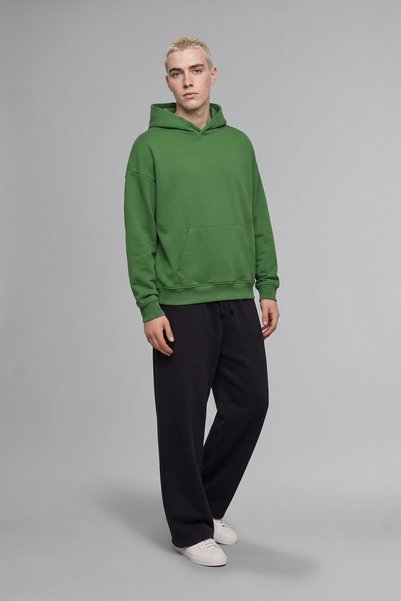 Oversize Hooded Thick Basic Sweatshirt with Kangaroo Pocket H9208Ax26Au