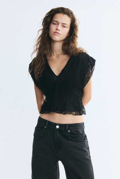 V-Neck Lace Top