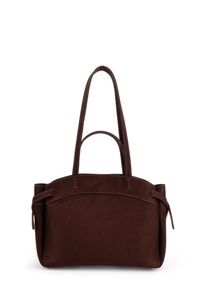 Suede Sole Women's Shoulder Bag with Makeup Bag and Side Belt Detail