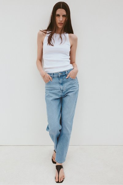 Mom Slim Fit High Waist Ankle Jeans