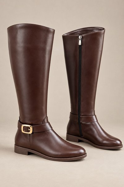 Majesty Zippered Belt Buckle Flat Sole Casual Women's Riding Boots