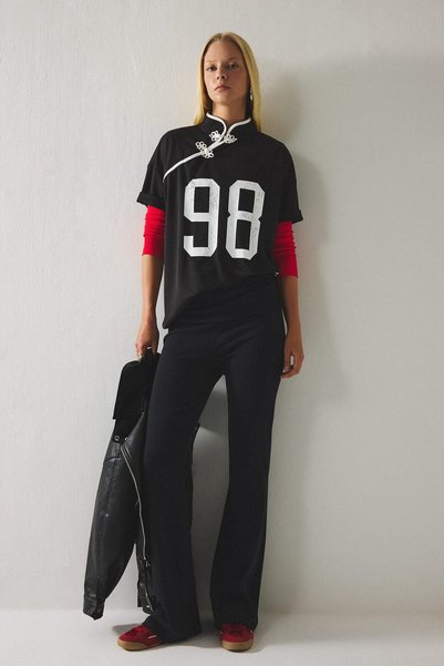 Flare Fit Spanish Leg Ribbed Trousers I9700Ax26Au