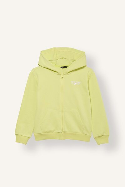 Zippered Hooded Pocket Sweatshirt Basic Cardigan Girls I4902A826Au