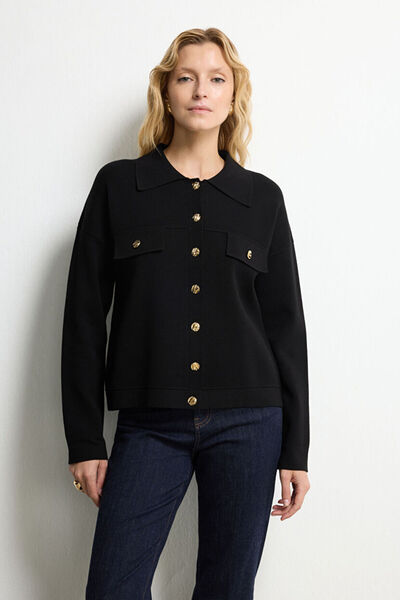 Black Pocket Detailed Knitwear Cardigan