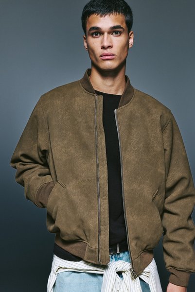 Faux Leather Bomber Jacket