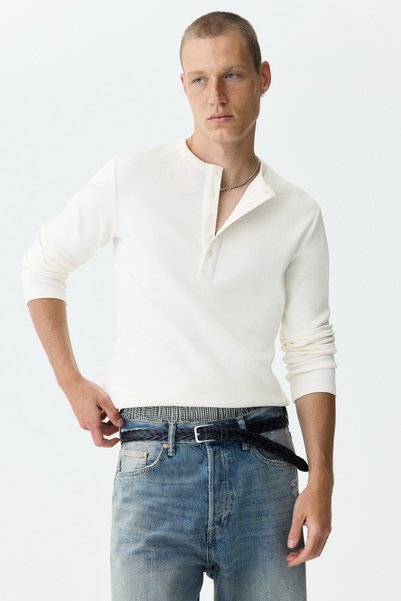 Ribbed Crew Neck Top Slim Fit