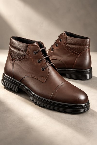 Orven Genuine Leather Lace-Up Men's Classic Casual Daily Boots