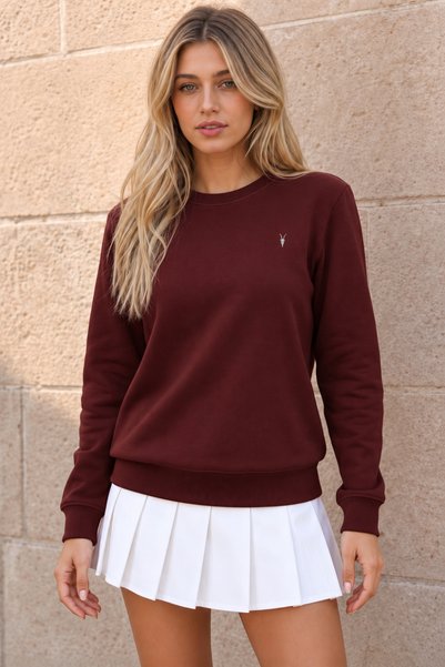Women's Crew Neck Seasonal Burgundy Sweatshirt