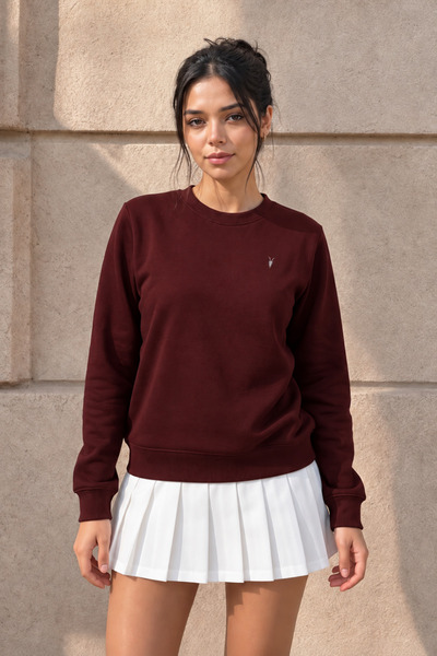 Women's Long Sleeve Comfort Burgundy Loose Sweatshirt